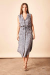 Ginkgo Leaf Maxi Wrap Dress in White + Copper