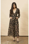 Ginkgo Leaf Maxi Wrap Dress in White + Copper