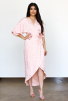 Ginkgo Leaf Maxi Wrap Dress in White + Copper