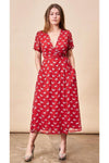 Ginkgo Leaf Maxi Wrap Dress in White + Copper