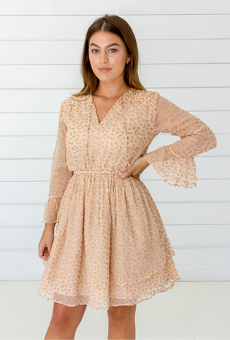 Ginkgo Leaf Maxi Wrap Dress in White + Copper