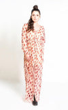 Ginkgo Leaf Maxi Wrap Dress in White + Copper